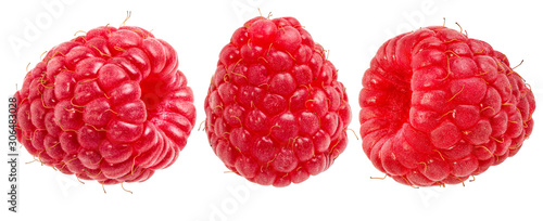 Fresh raspberries isolated on white background