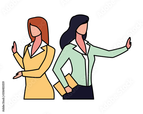 cute businesswomen with various views, poses and gestures