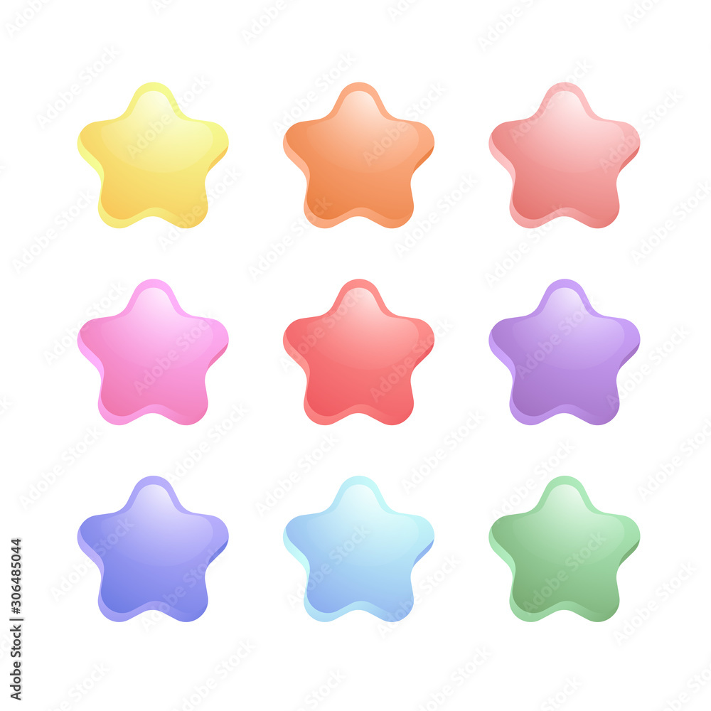 Vector set of colour badge or button for web, app, for decoration-star