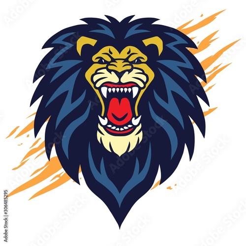 Roaring Lion Head Logo Vector Sports Mascot Design