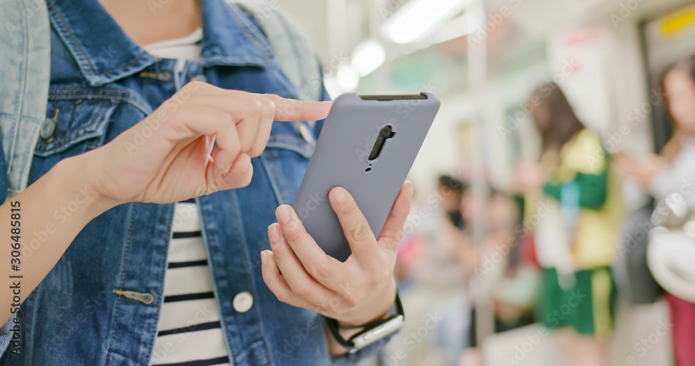 asian woman use 5G smartphone