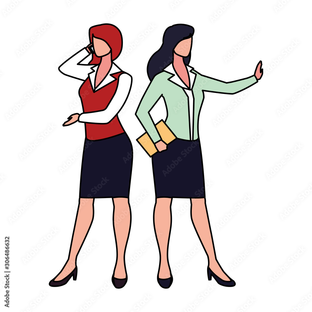 cute businesswomen with various views, poses and gestures cute businesswomen with various views, poses and gestures