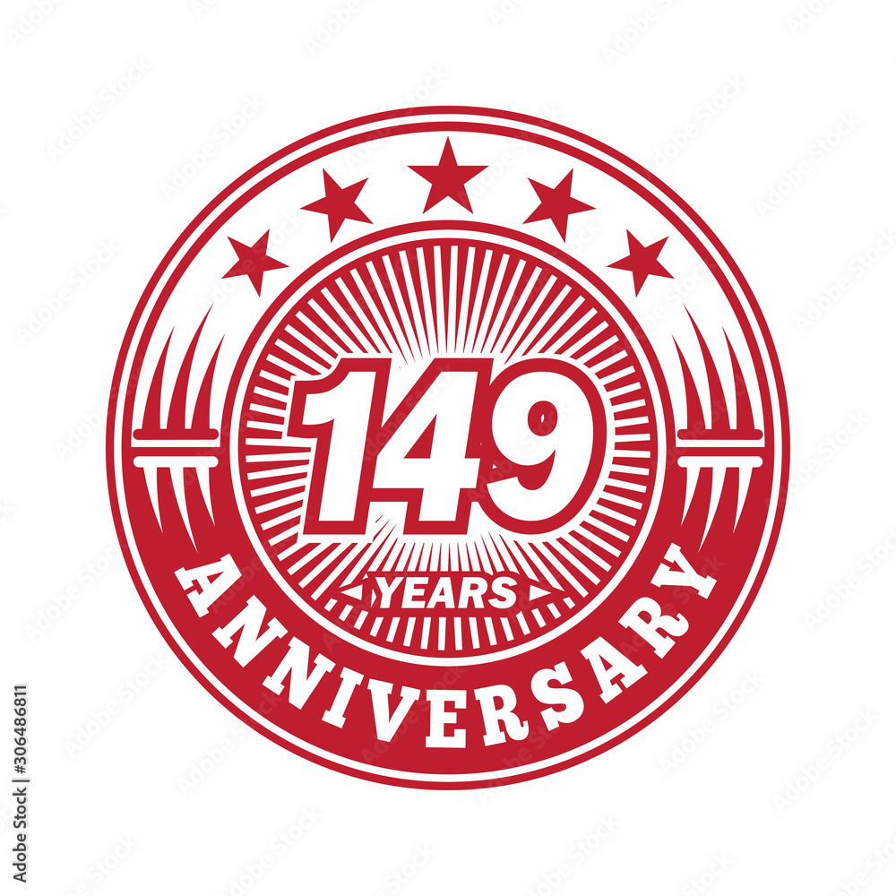 149 years logo. One hundred forty nine years anniversary celebration logo design. Vector and illustration.
