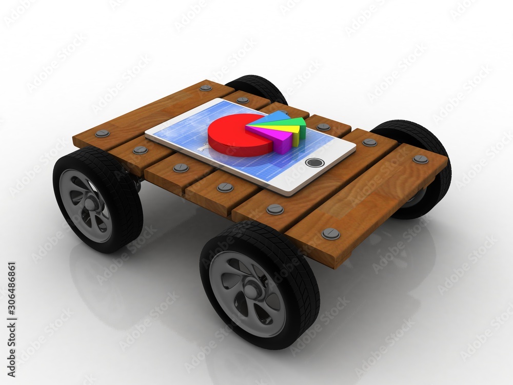 Naklejka premium 3d rendering Stock market online business concept. business Graph on mobile