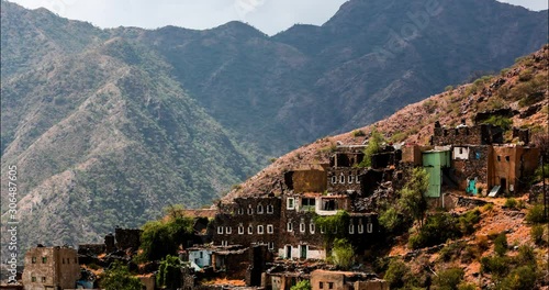 asir and abha area in saudi arabia with view for rijal almaa historical and heritage sites  photo