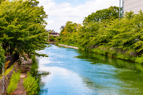 Okazaki-sosui waterway flowing near Heian-jingu Shrine. Sakyo Ward  Kyoto City  Japan