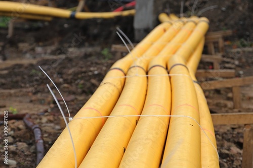 Power electric Cable instalation in the trench.