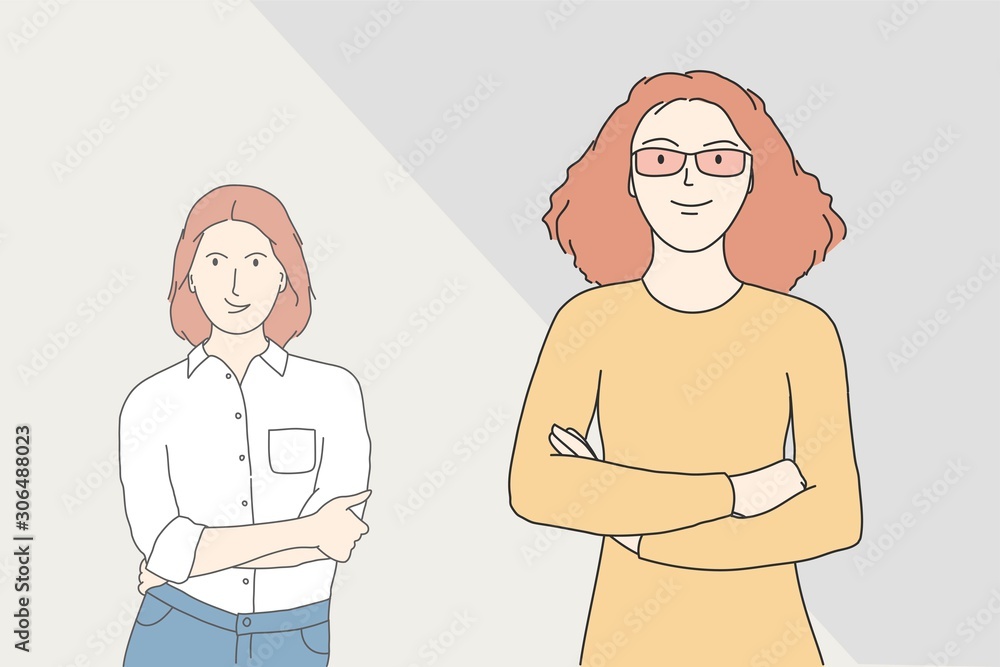 Successful business women. Hand drawn vector illustration. Successful business women. Hand drawn vector illustration.