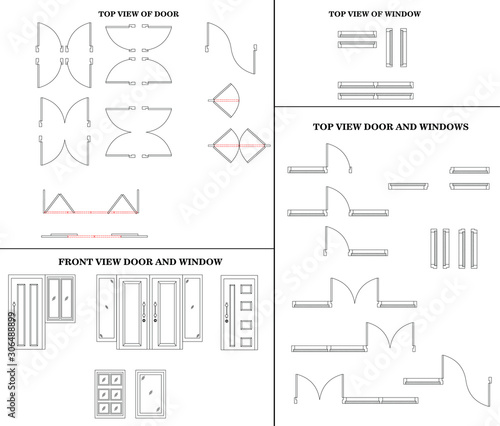 top view of doors and windows icon
