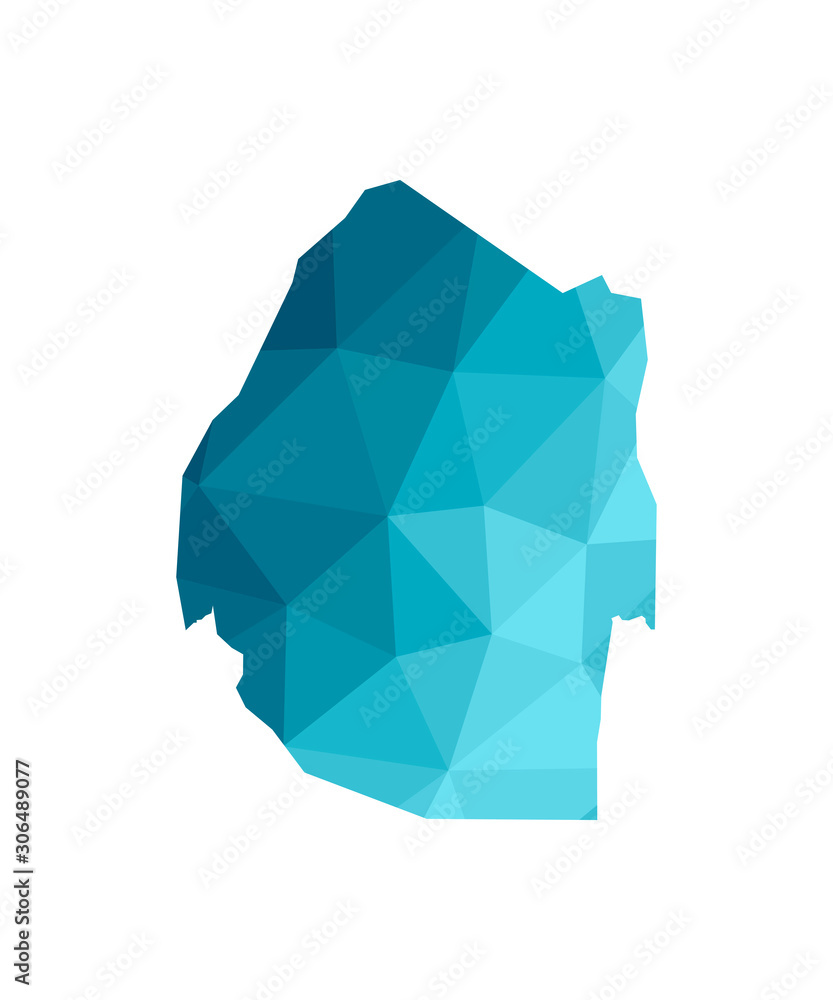 Vector isolated illustration icon with simplified blue silhouette of Eswatini (Swaziland) map. Polygonal geometric style, triangular shapes. White background Vector isolated illustration icon with simplified blue silhouette of Eswatini (Swaziland) map. Polygonal geometric style, triangular shapes. White background