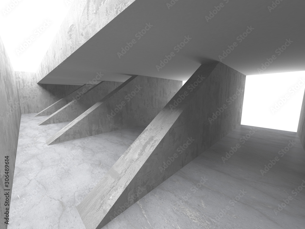 Dark concrete empty room. Modern architecture design Dark concrete empty room. Modern architecture design