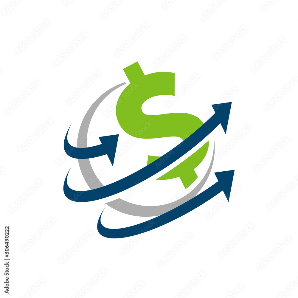 business corporate US dollar logo design. USA american currency sign with globe symbol and arrow icon vector illustrations business corporate US dollar logo design. USA american currency sign with globe symbol and arrow icon vector illustrations