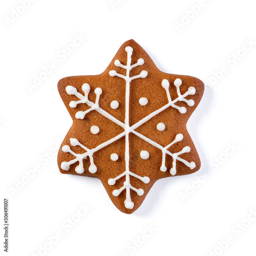 Decorated gingerbread staron white background