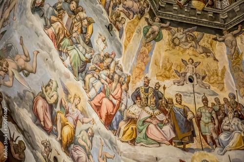 Ceiling painting of the Cathedral of Santa Maria del Fiore in Florence, Tuscany, Italy