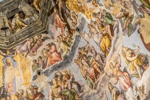 Fotografija Ceiling painting of the Cathedral of Santa Maria del Fiore in Florence, Tuscany,
