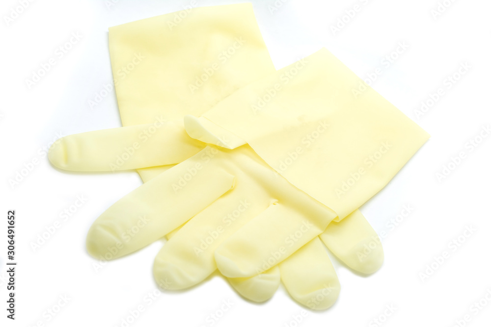 Surgical glove, mask, cap and syringe on white background. Surgical glove, mask, cap and syringe on white background.