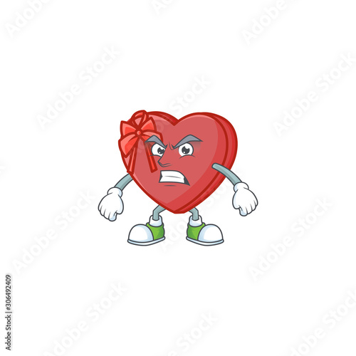 Love gift box cartoon character style with angry face