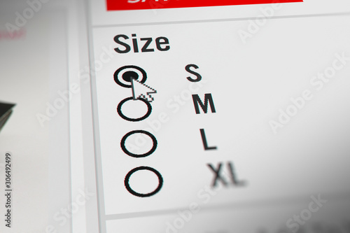 Mouse Cursor Choosing Clothing size Options 