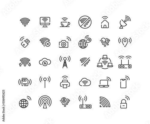 Wireless Network outline ic...