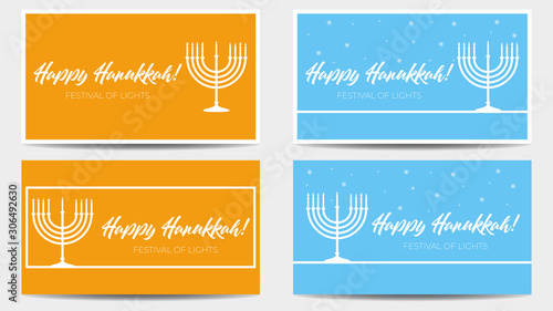 Happy Hanukkah vector illustration. Festival of light. Concept for greeting cards, invitations, flyers, web page banner.