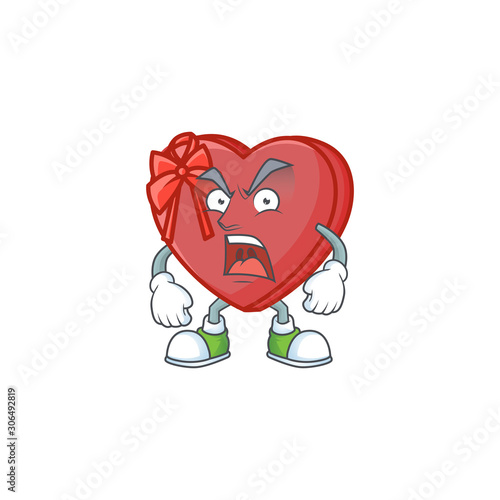 Mascot of angry love gift box cartoon character design photo