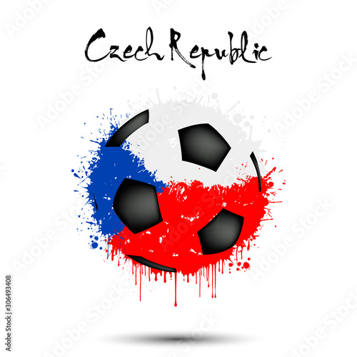 Soccer ball in the colors of the Czechia flag