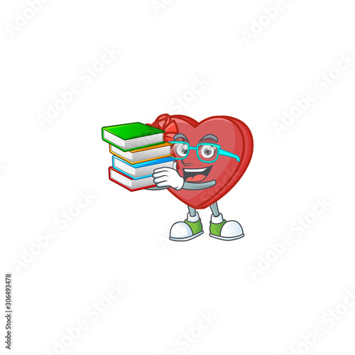 Student with book love gift box mascot cartoon character style photo