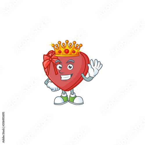 King of love gift box on cartoon mascot style design