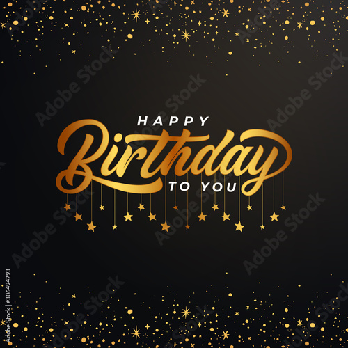 happy birthday lettering design with glitter star vector illustration