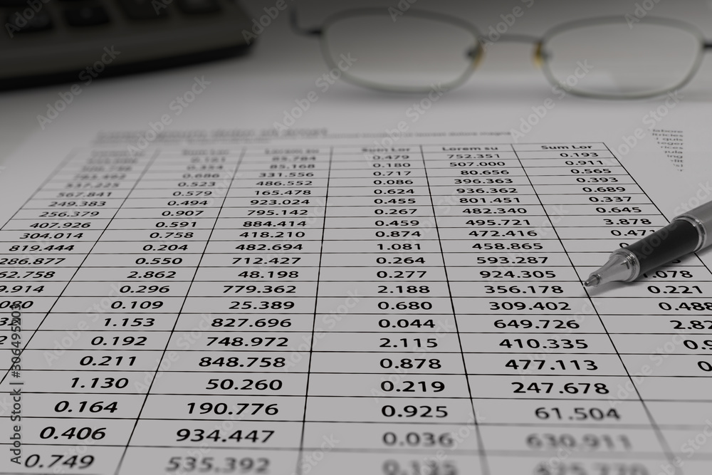 Pen with Financial Data On White Paper Pen with Financial Data On White Paper