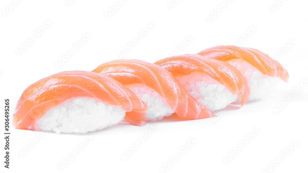 Salmon sushi isolated on white background