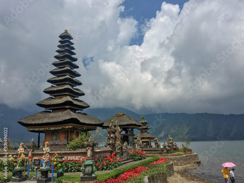 Beautiful temple Pura Ulun Danu Bratan in Bali along the lake 