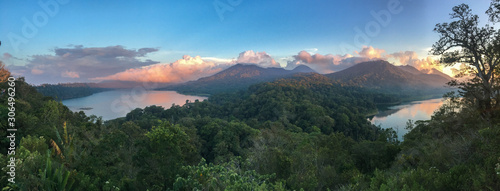 Twin lake sunset in Bali, Indonesia