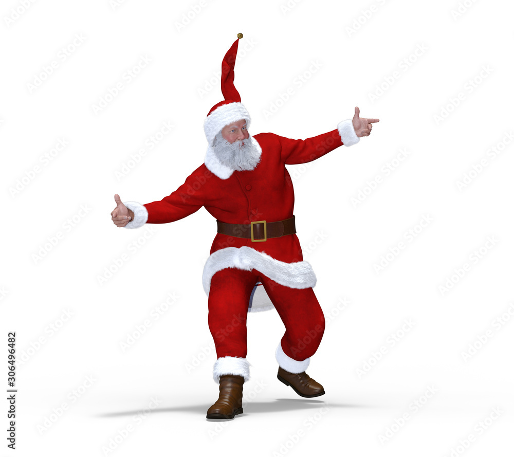 Santa Claus Isolated on White 3D Rendering Santa Claus Isolated on White 3D Rendering