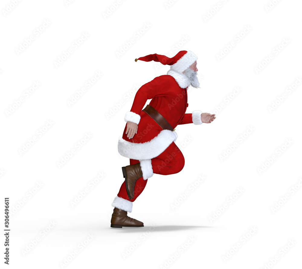 Santa Claus Isolated on White 3D Rendering Santa Claus Isolated on White 3D Rendering