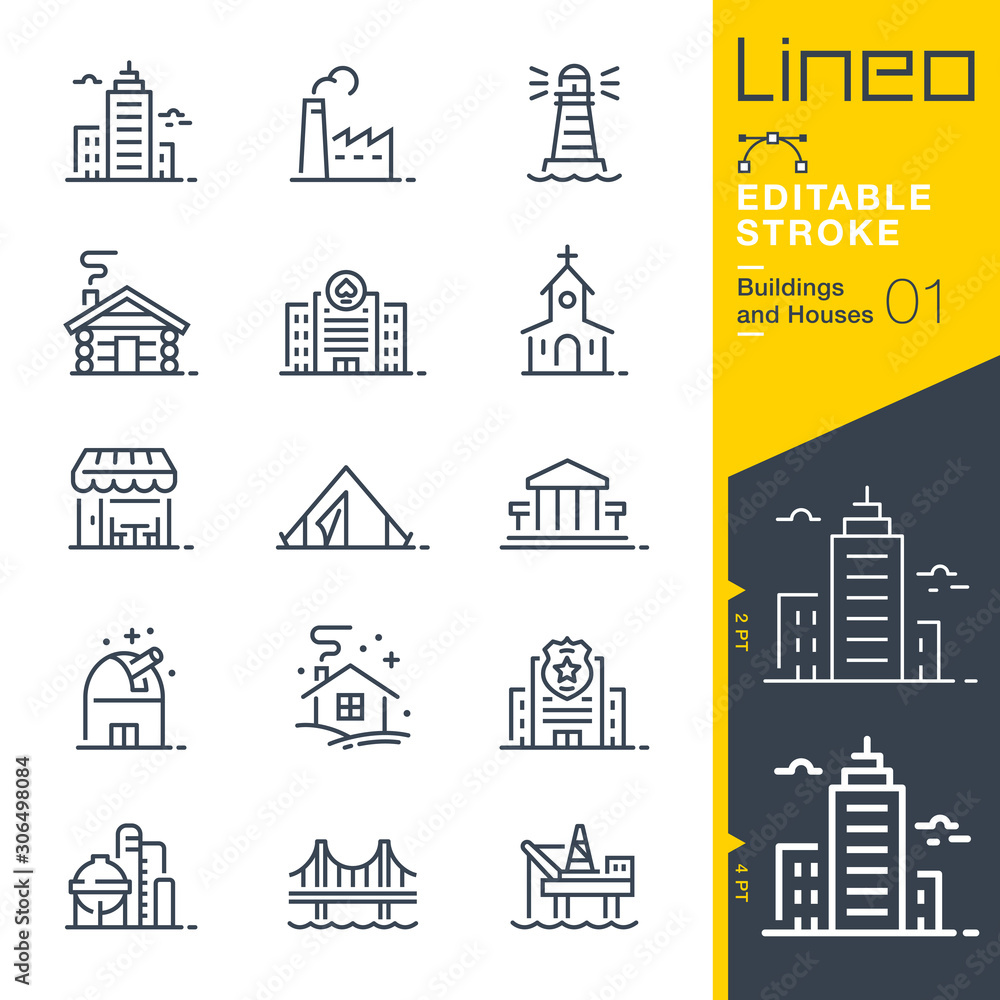Lineo Editable Stroke - Buildings and Houses outline icons