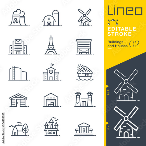 Lineo Editable Stroke - Buildings and Houses outline icons