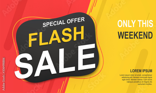 Flash sale banner template, special offer for big sales.