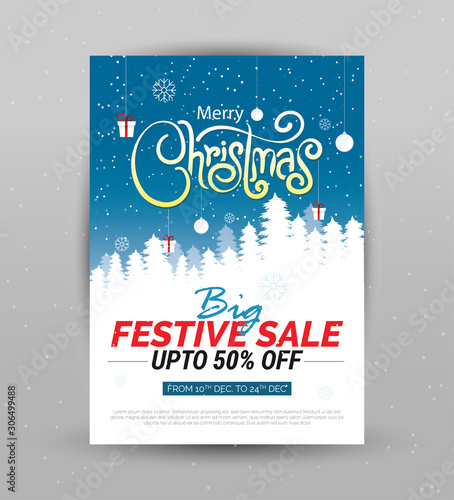 Christmas Sale Poster Design Layout Template Design Vector Illustration