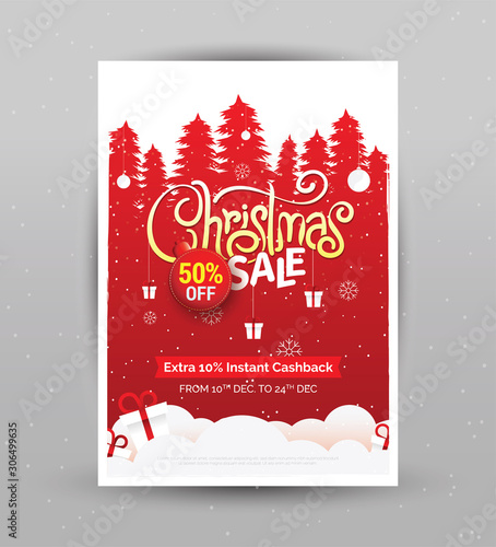 Christmas Sale Poster Design Layout Template Design Vector Illustration