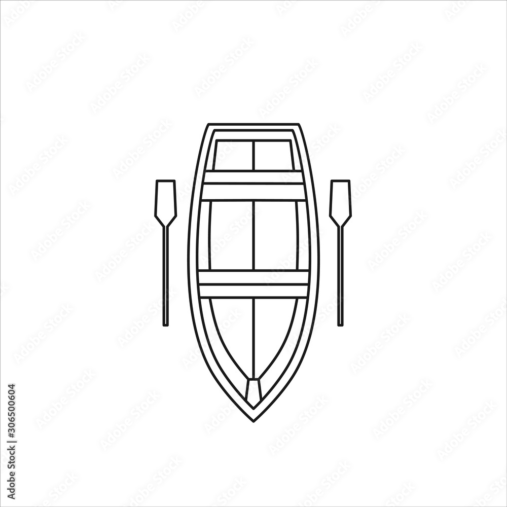 Wooden boat icon. Flat illustration