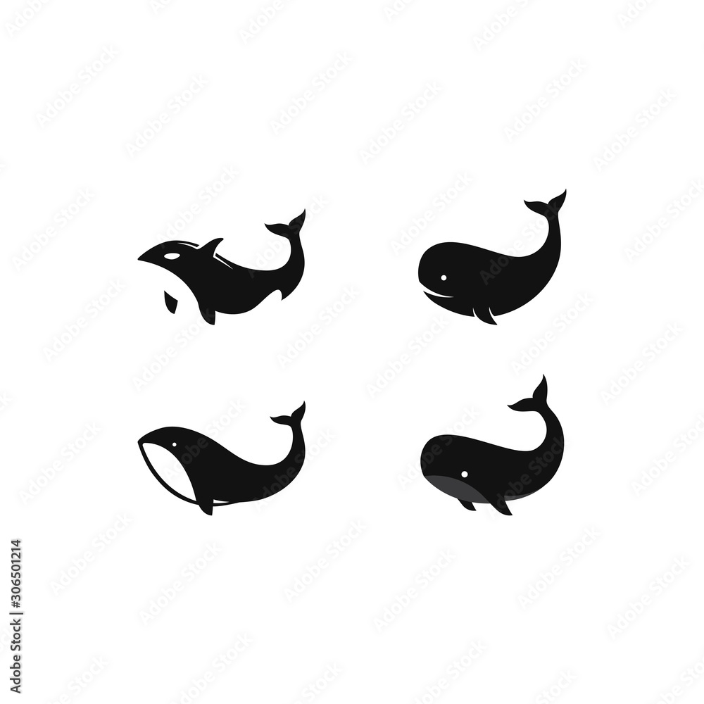 Set of whales logo vector icon illustration concept Set of whales logo vector icon illustration concept