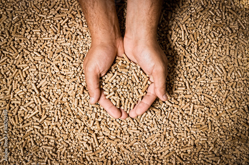Fotografija Wood pellets in the background