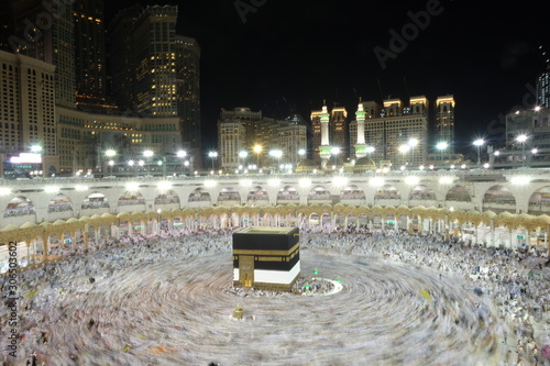 Muslim Pilgrims at The Kaaba in The Haram Mosque of Mecca, Saudi Arabia, during Hajj.