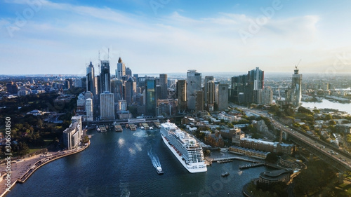 Canvas Print Aerial view of Sydney City Centre from Harbour Bridge during sunny day