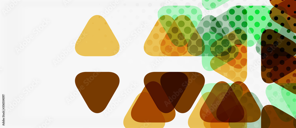 Banner with multicolored mosaic triangle geometric design on white background. Abstract texture. Vector illustration design template.