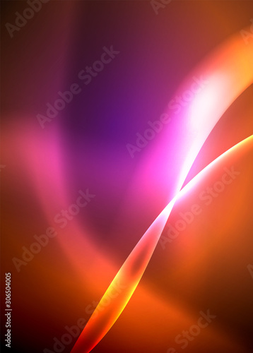 Shiny color bright neon abstract wave template. Abstract bright light. Neon light glowing effect. Space background. Abstract shape