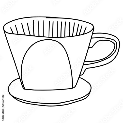 kalita flat bottom coffee doodle line vector