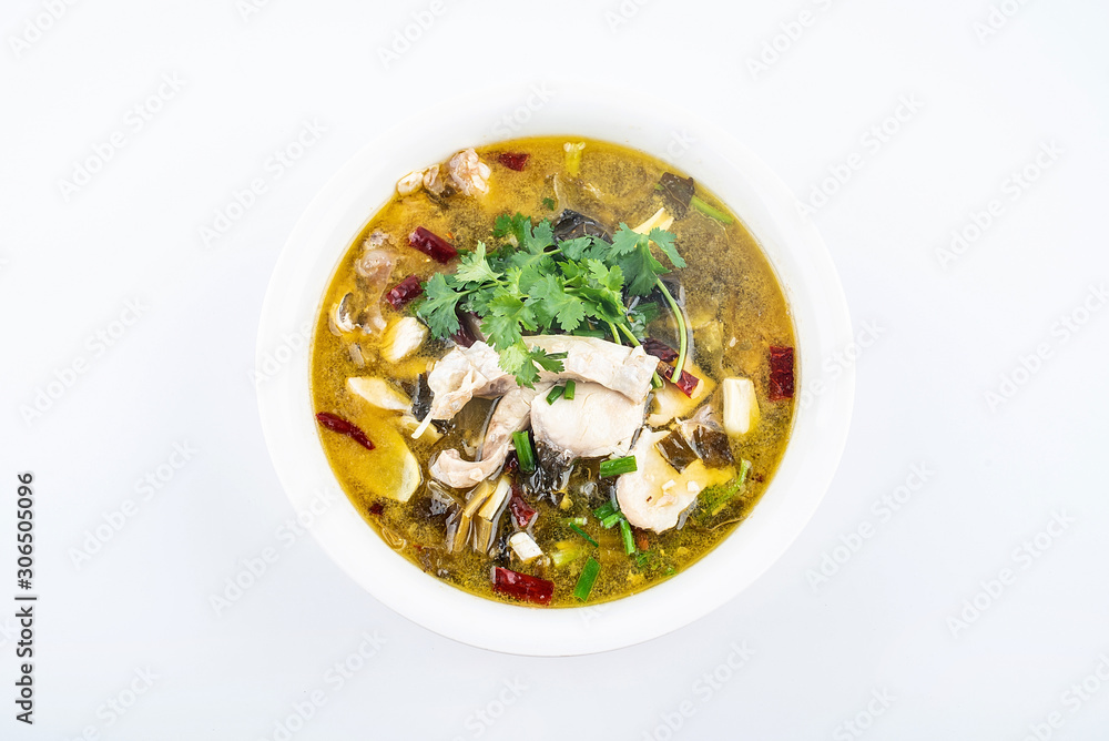 Chinese Chongqing cuisine golden yellow hot and sour delicious sauerkraut fish Chinese Chongqing cuisine golden yellow hot and sour delicious sauerkraut fish