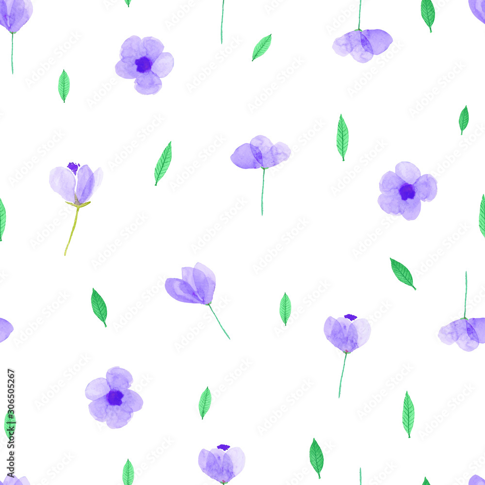 Floral watercolor seamless pattern background design. Vector illustration.